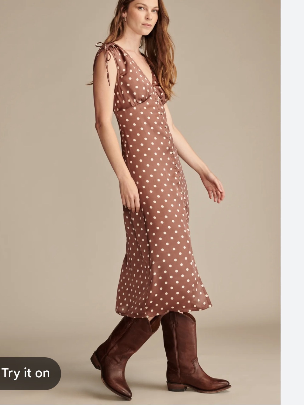 vintage Laura Ashley Rust Polka Dot Midi Dress - Picture 10 of 12